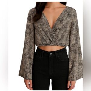 Black and Cream Leopard Print Blouse